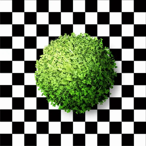 市松模様の背景に、緑のクローバー ボール — ストック写真