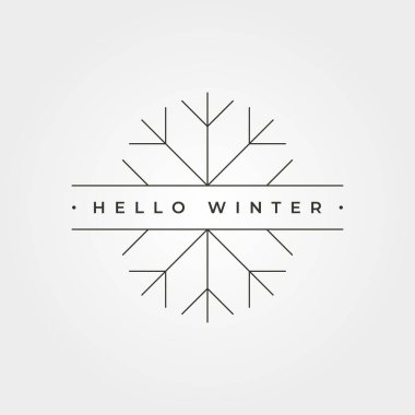 Merhaba kış çizgisi sanat minimal tipografi metin vektör illüstrasyon tasarımı, kar tanesi harfleri tasarımı