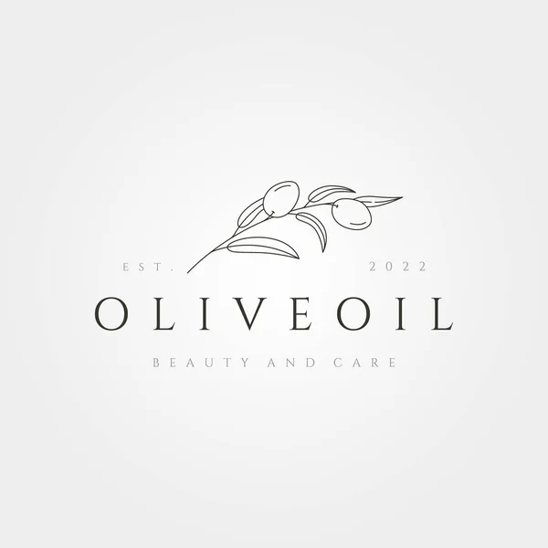 Olivový Olej List Čára Výtvarné Logo Vektorový Symbol Minimalistický Ilustrační — Stockový vektor