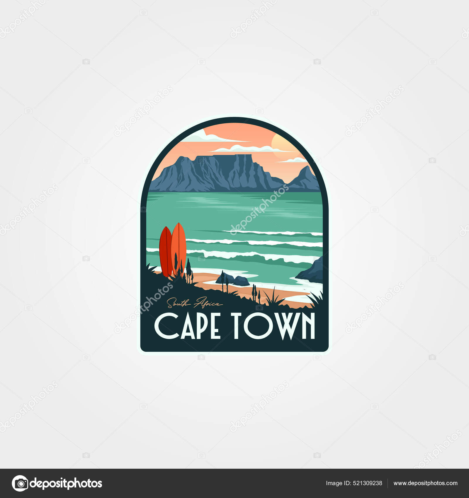 Cape Town National Park Logo Patch Vector Illustration Design