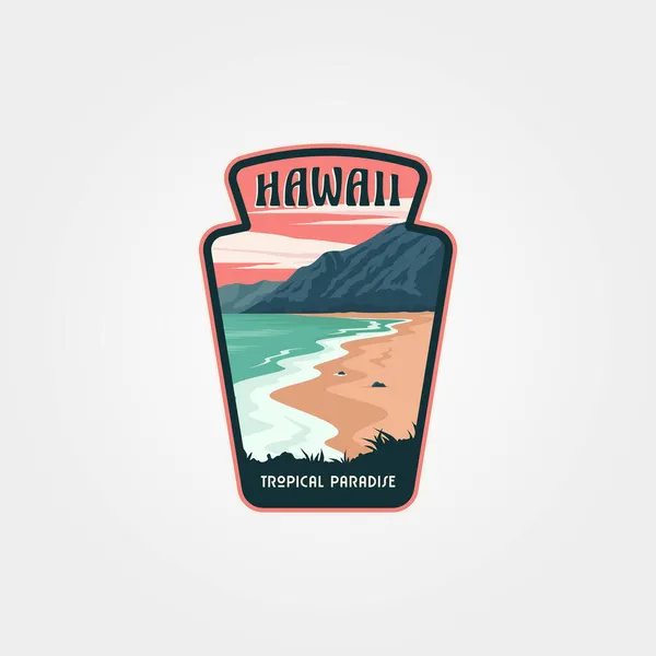 Vektor Von Hawaii Strand Vintage Logo Symbol Illustration Design Tropischer — Stockvektor