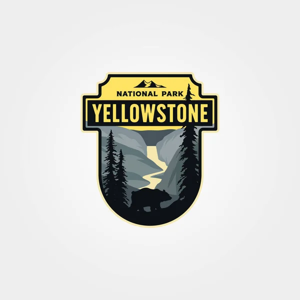 Yellowstone Εθνικό Πάρκο Λογότυπο Έμπλαστρο Διάνυσμα Έμβλημα Σχέδιο Απεικόνισης Ταξιδιωτικό — Διανυσματικό Αρχείο