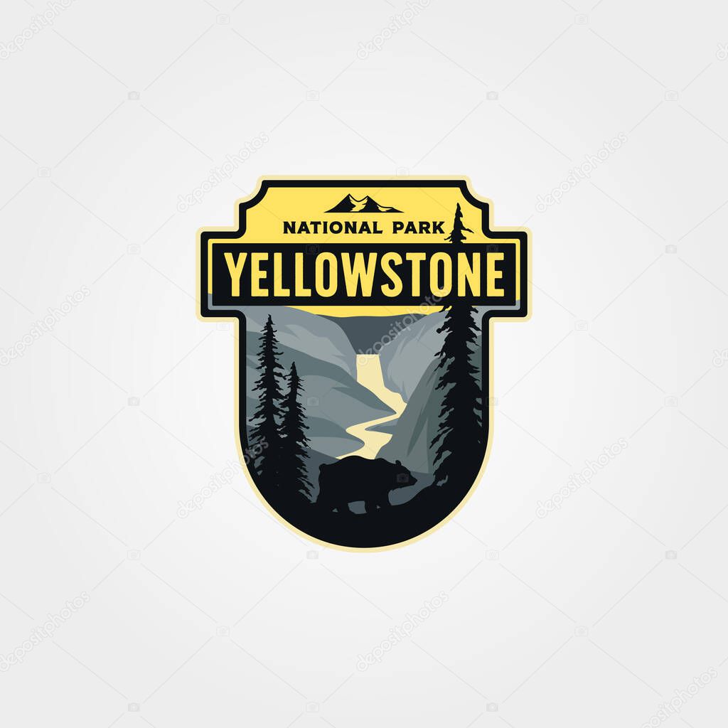 yellowstone national park logo patch vector emblem illustration design, travel badge design