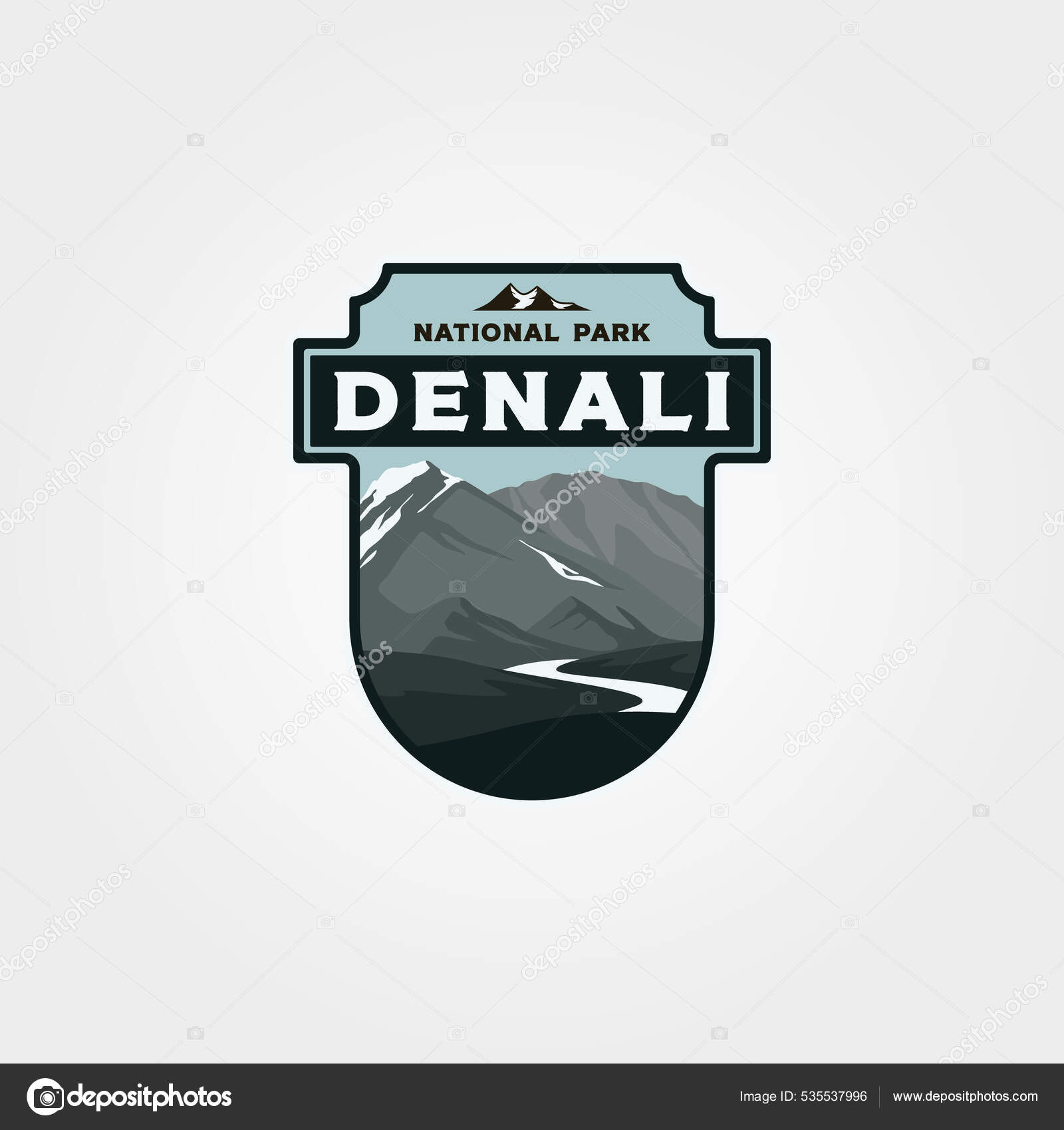Denali Parque Nacional Logotipo Impresión Vector Símbolo Ilustración Diseño  Parche Vector de stock #535537996 de ©lawoel, image size:1600x1700