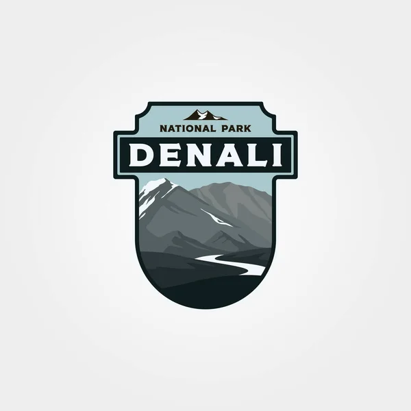 Denali Nationaal Park Logo Print Vector Symbool Illustratie Ontwerp Vintage — Stockvector