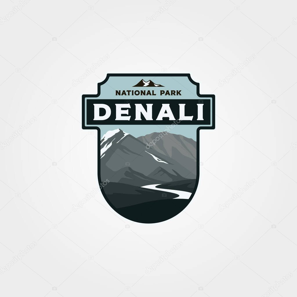 denali national park logo print vector symbol illustration design, vintage patch
