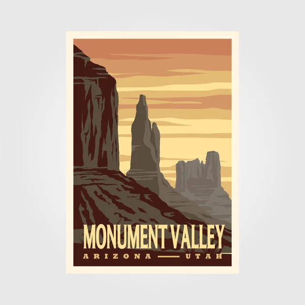 Monument Valley Navajo Tribal Park Vintage Poster Illustration Design — Stock Vector