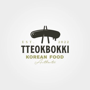 tteokbokki vintage logo vector illustration design, korean street food logo design clipart