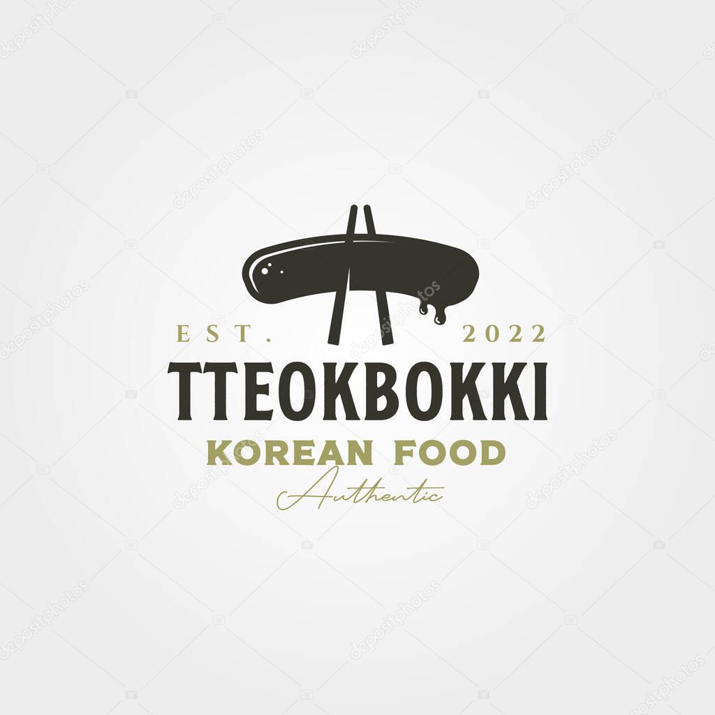 tteokbokki vintage logo vector illustration design, korean street food logo design
