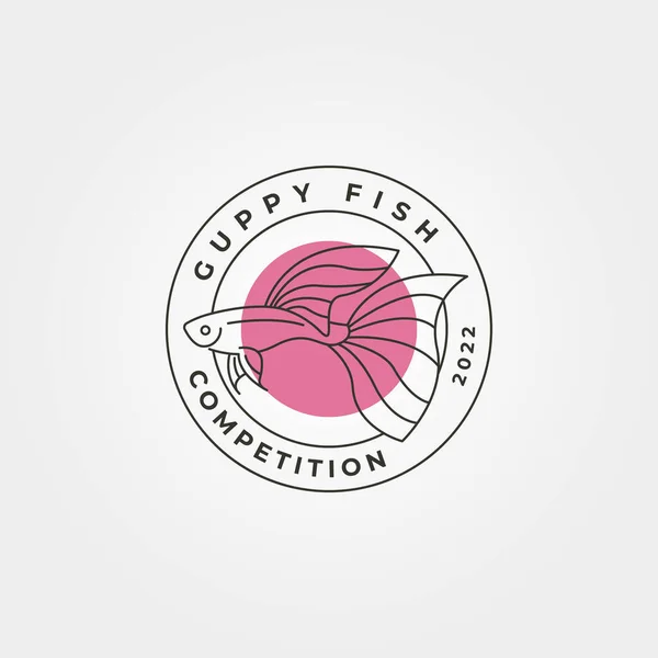 Бетта Щеня Риба Логотип Лінії Мистецтва Вектор Мінімалістичний Дизайн Ілюстрації — стоковий вектор