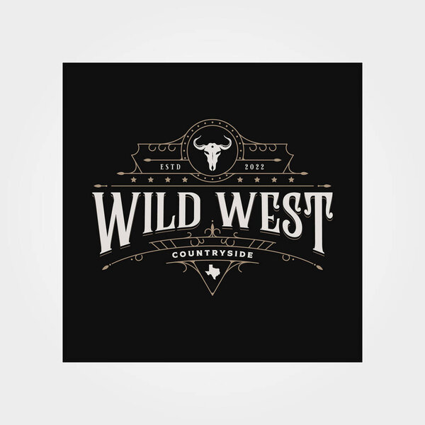 wild west texas logo vintage vector, western typography illustration logo design