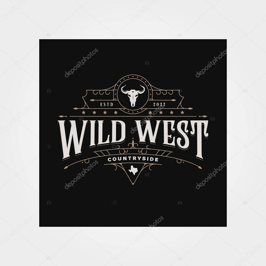 Wild west texas logo vintage vector, western typography illustration logo design