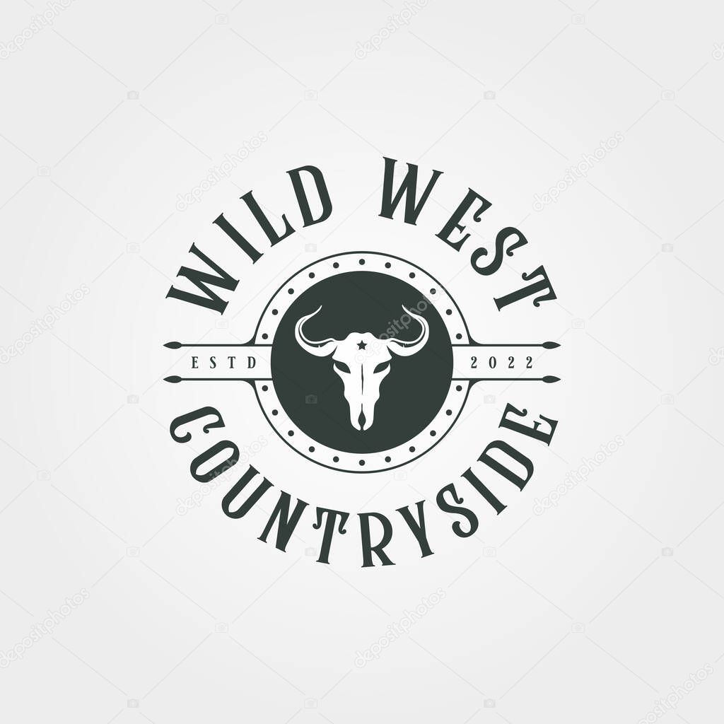 Texas wild west vintage logo vector symbol, animal skull logo design