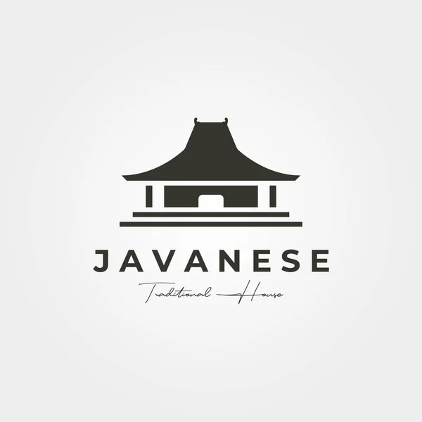 Javaanse Traditionele Huis Logo Vintage Vector Symbool Illustratie Ontwerp Joglo — Stockvector