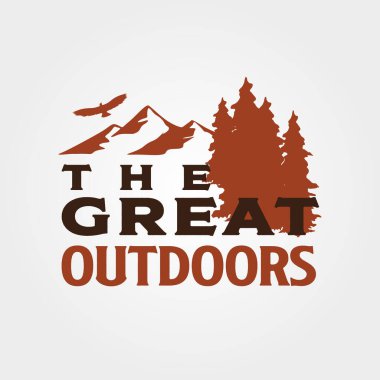 Büyük açık hava logosu vintage vektör tasarımı, dağ macerası logosu tasarımı