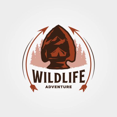 Klasik mızrak yaban hayatı vektör logosu tasarımı, yaratıcı ok başı çizimi tasarımı