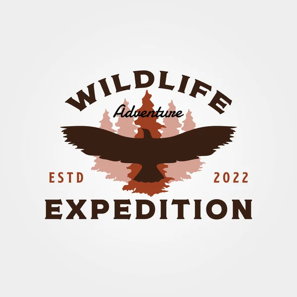 Projeto Ilustração Vetor Vida Selvagem Águia Projeto Logotipo Expedição Aventura —  Vetores de Stock