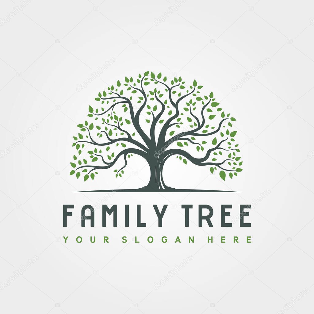 Abstract root tree logo vector illustration design, family tree logo design