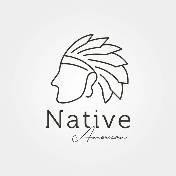 Native American Logo Line Art Vector Symbol Illustration Design American — Stock Vector