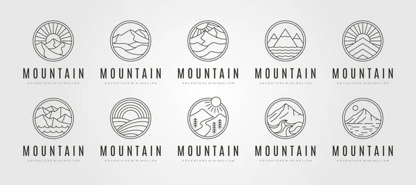 Conjunto Paquete Icono Montaña Logotipo Vector Símbolo Ilustración Diseño Paisaje — Archivo Imágenes Vectoriales