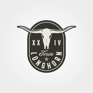 hayvan longhorn vektör vintage logo sembolü çizim tasarımı