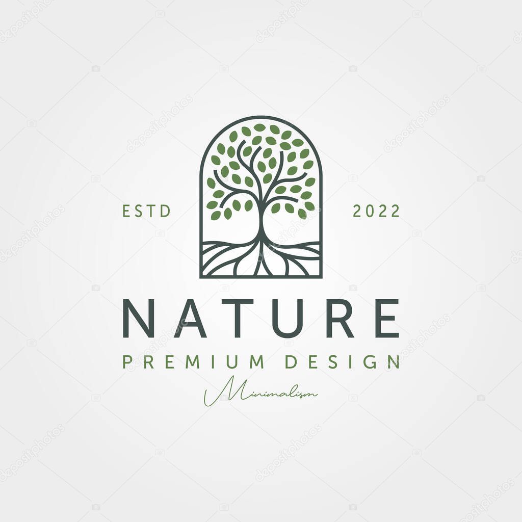 tree root nature vector logo symbol illustration design, abstract tree logo design