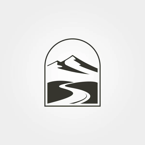 Montagna Fiume Logo Vettore Vintage Simbolo Illustrazione Design — Vettoriale Stock