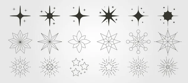 Zestaw Gwiazd Wektor Symbol Ilustracji Projekt Abstrakcyjne Gwiazdy Linia Pakiet — Wektor stockowy