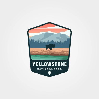 yellowstone national park logo design, united states national park sticker patch illustration design