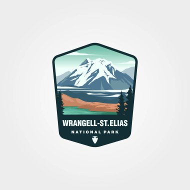 wrangell saint elias national park sticker logo design, wrangell mountain vector illustration design