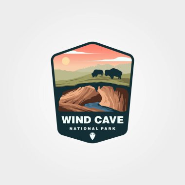 wind cave national park travel sticker illustration design, collection of united states national park sticker design