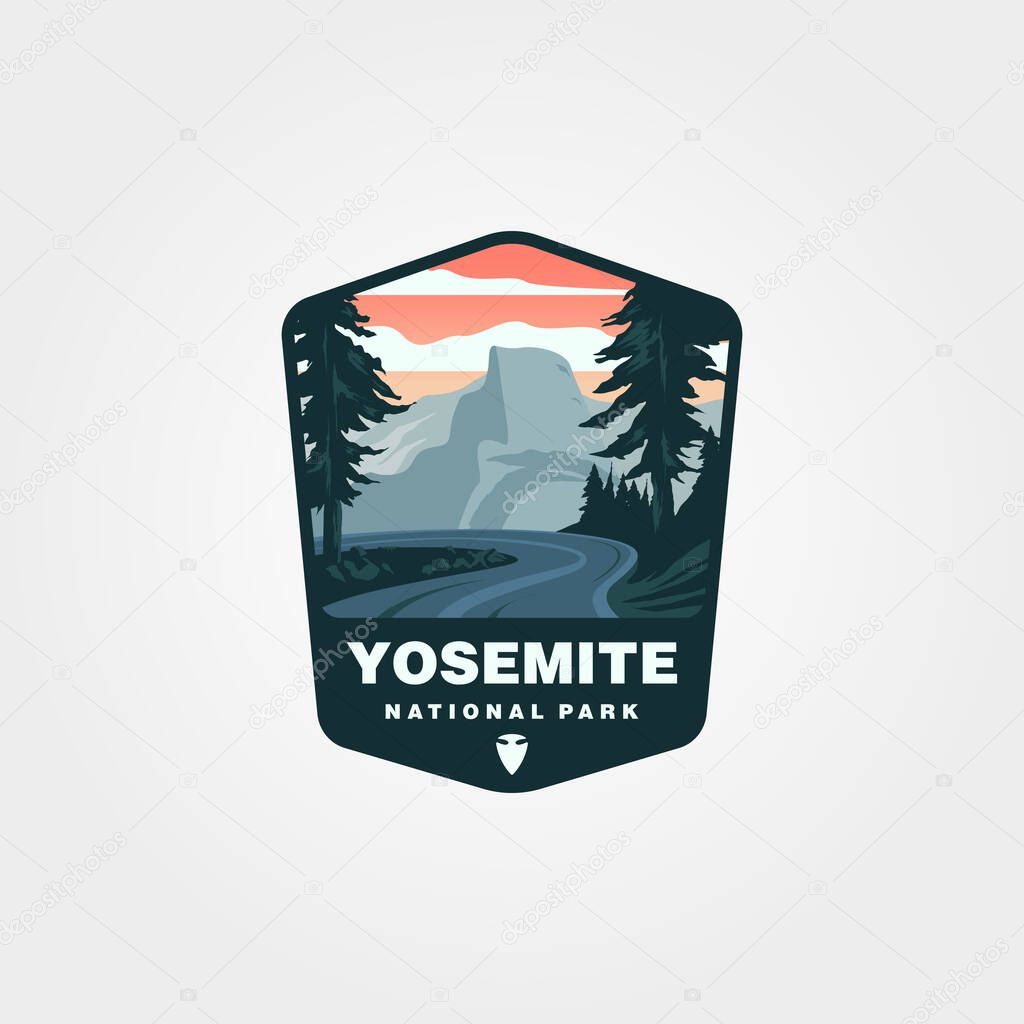 Vector of yosemite national park sticker patch design, vintage united states national park collection illustration design