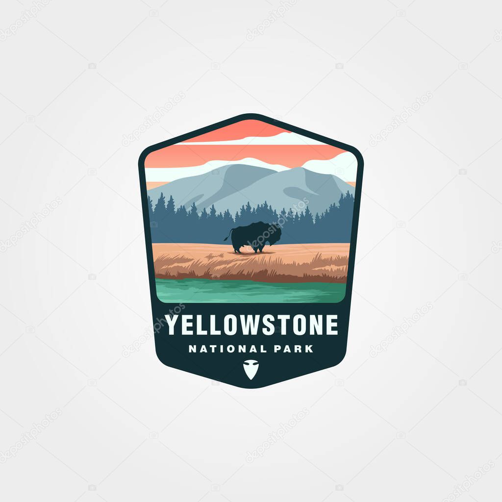 Yellowstone national park logo design, united states national park sticker patch illustration design
