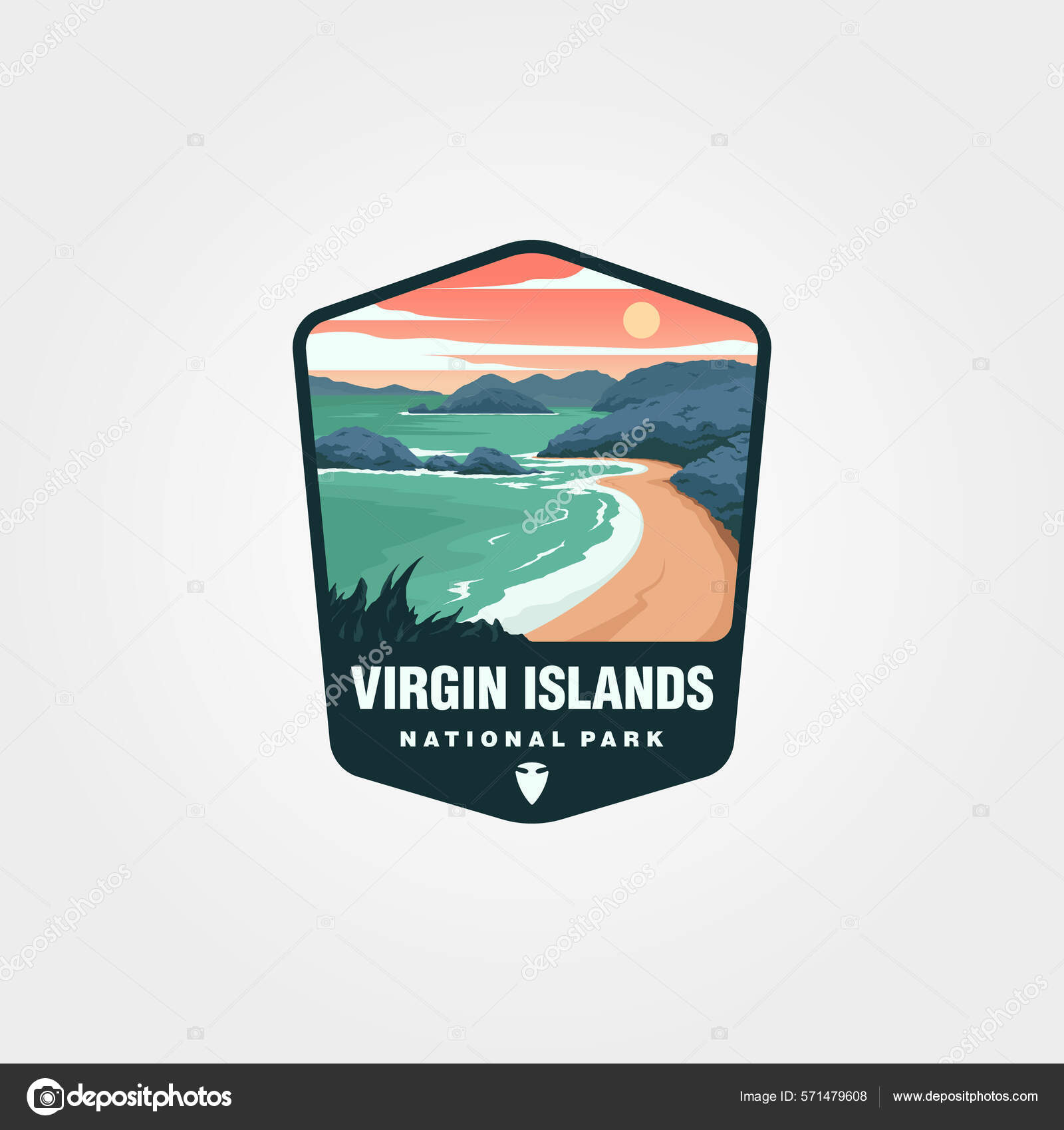 Diseño Ilustración Símbolo Vector Parche Logotipo Islas Vírgenes Diseño  Emblema Vector de stock #571479608 de ©lawoel, image size:1600x1700