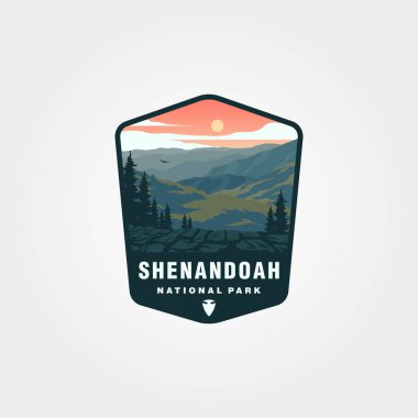 Shanandoah Ulusal Park logosu yama vektör illüstrasyon tasarımı, shenandoah manzara tasarımı