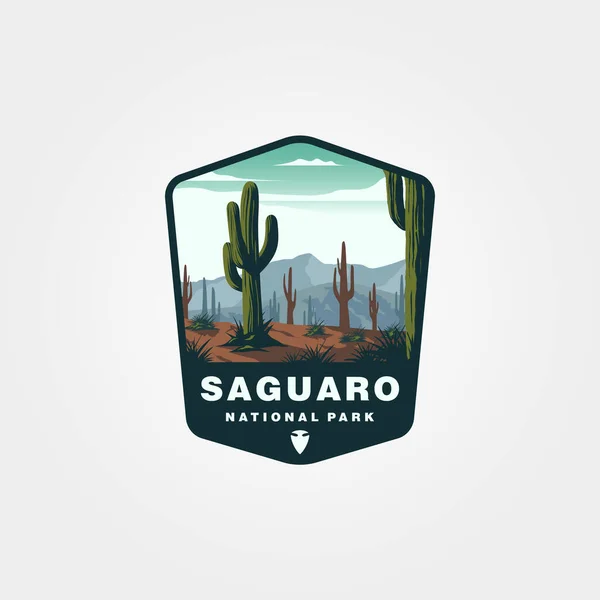 Vecteur Saguaro Parc National Logo Patch Vecteur Symbole Illustration Conception — Image vectorielle