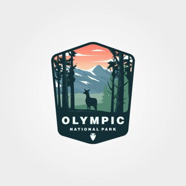 Olimpiyat Ulusal Parkı logo yaması sembolü illüstrasyon tasarımı, Amerikan Ulusal Park amblemi tasarımı