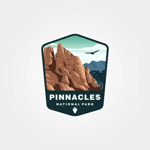 Pinnacles Εθνικό Πάρκο Διάνυσμα Patch Λογότυπο Σύμβολο Εικονογράφηση Σχεδιασμό Μας — Διανυσματικό Αρχείο