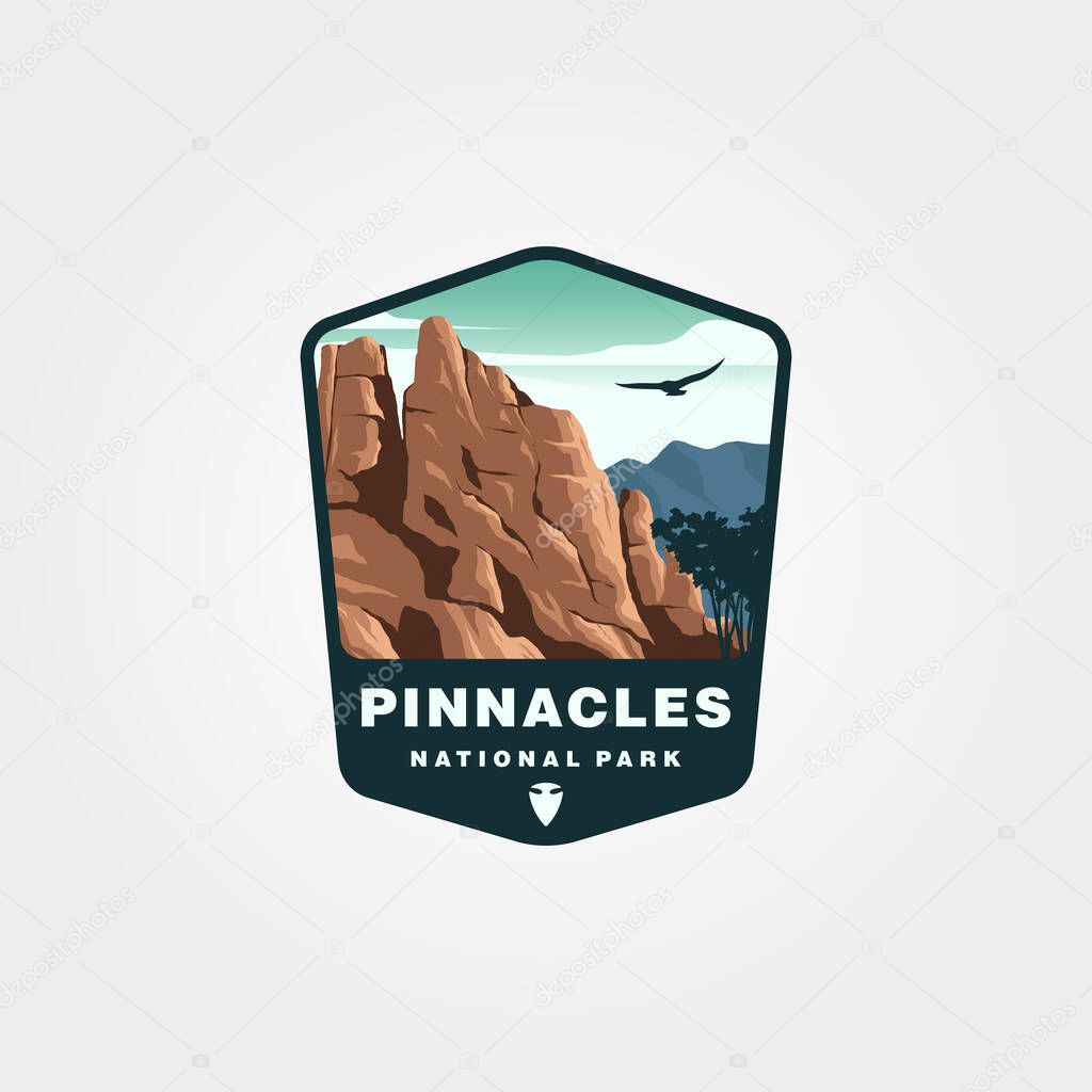Pinnacles national park vector patch logo symbol illustration design, us national park collection design