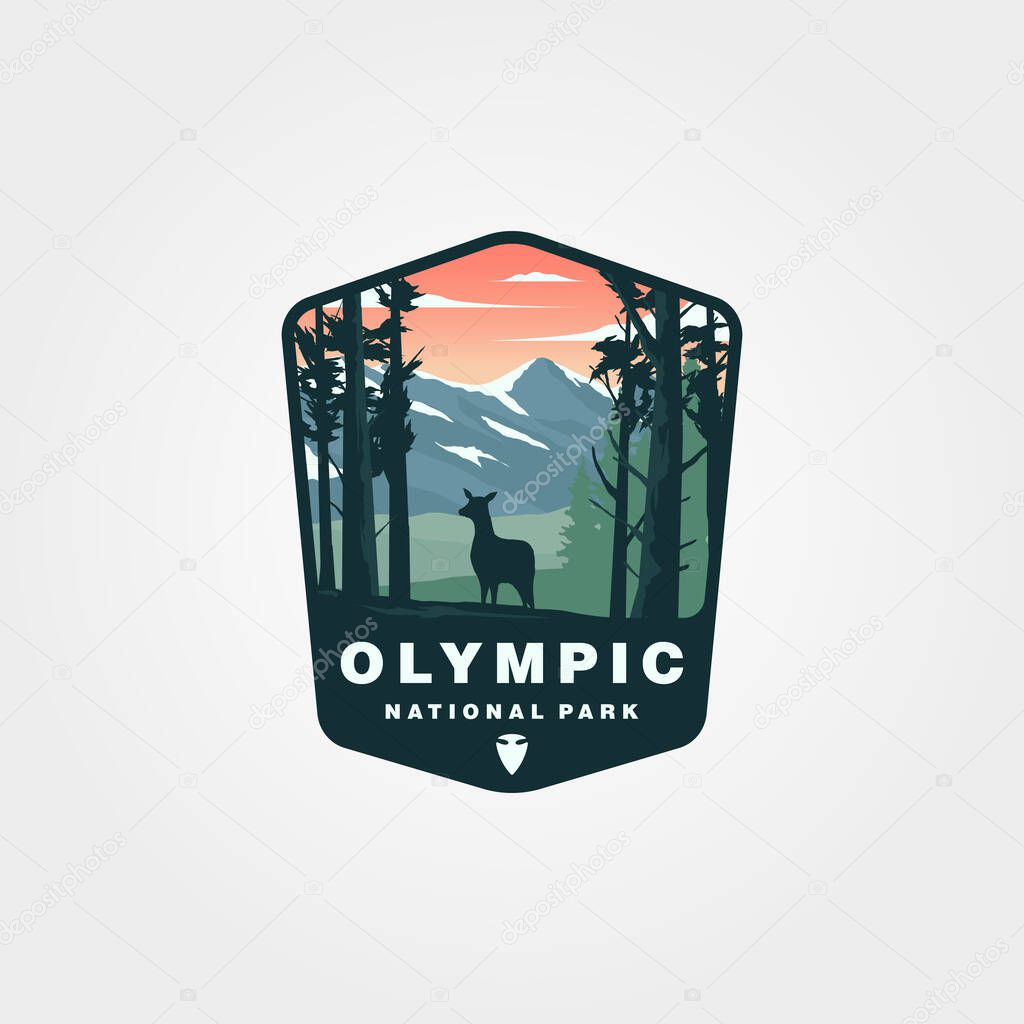 vector of olympic national park logo patch symbol illustration design, american national park emblem design