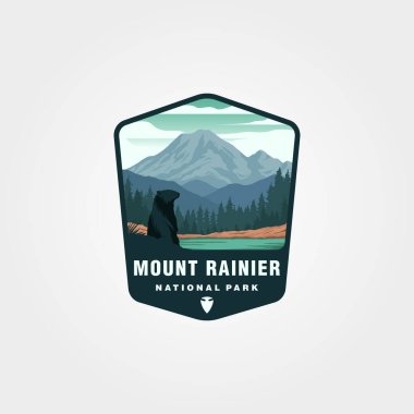 mount Rainier yaması logo vektör illüstrasyon tasarımı, ABD ulusal park logosu