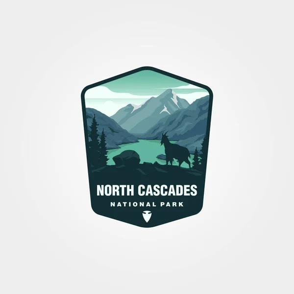 North Cascades Logo Patch Vector Illustration Design National Park Logo — Stock Vector
