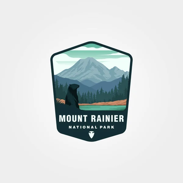 Mount Rainier Patch Logo Vector Symbol Illustration Design National Park — Stock Vector