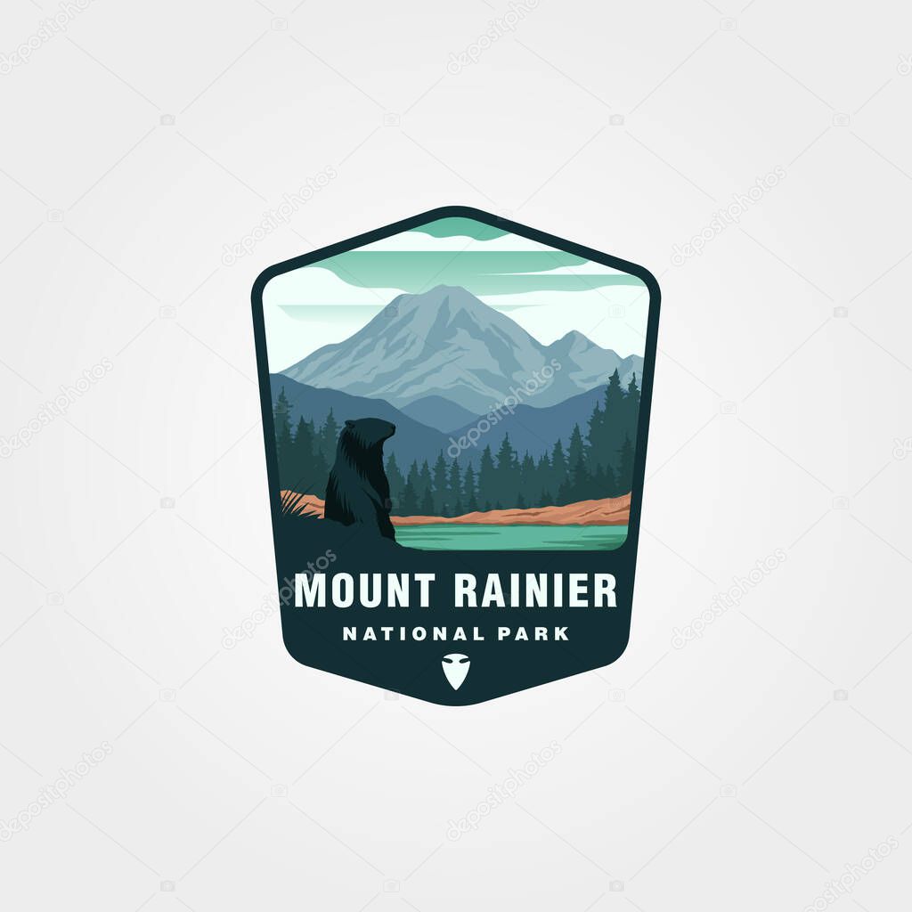 Mount rainier patch logo vector symbol illustration design, us national park logo