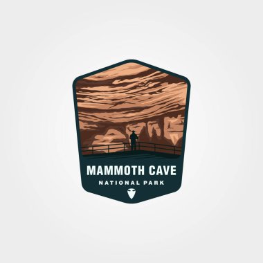 Mamut mağara etiketi yama vektör çizimi, Amerikan ulusal park logosu tasarımı