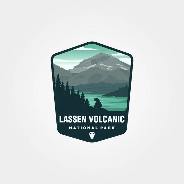 Lassen Volcanic Logo Patch Vector Design National Park Logo Design — Archivo Imágenes Vectoriales