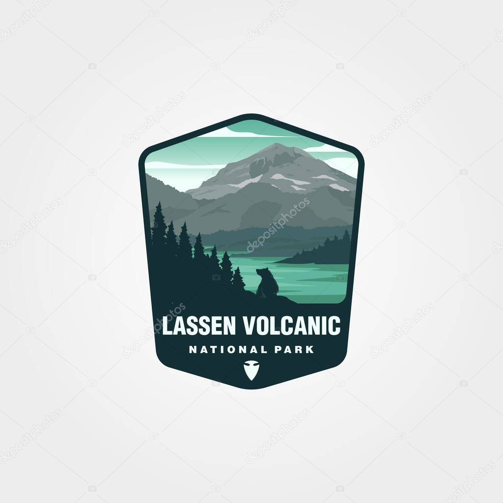 lassen volcanic logo patch vector design, us national park logo design