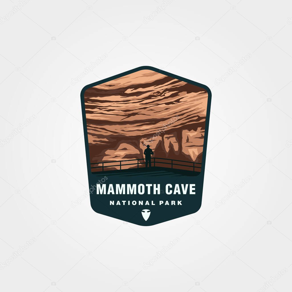 Mammoth cave sticker patch vector illustration design, us national park logo design