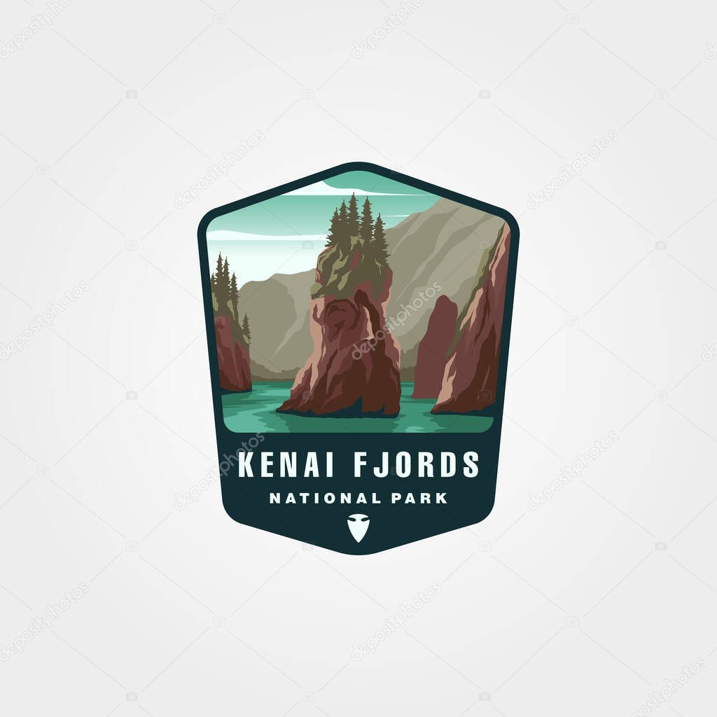 kenai fjords national park vector patch logo illustration design