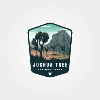 Joshua Tree vektör yaması logosu, Joshua Tree ulusal park amblemi tasarımı.